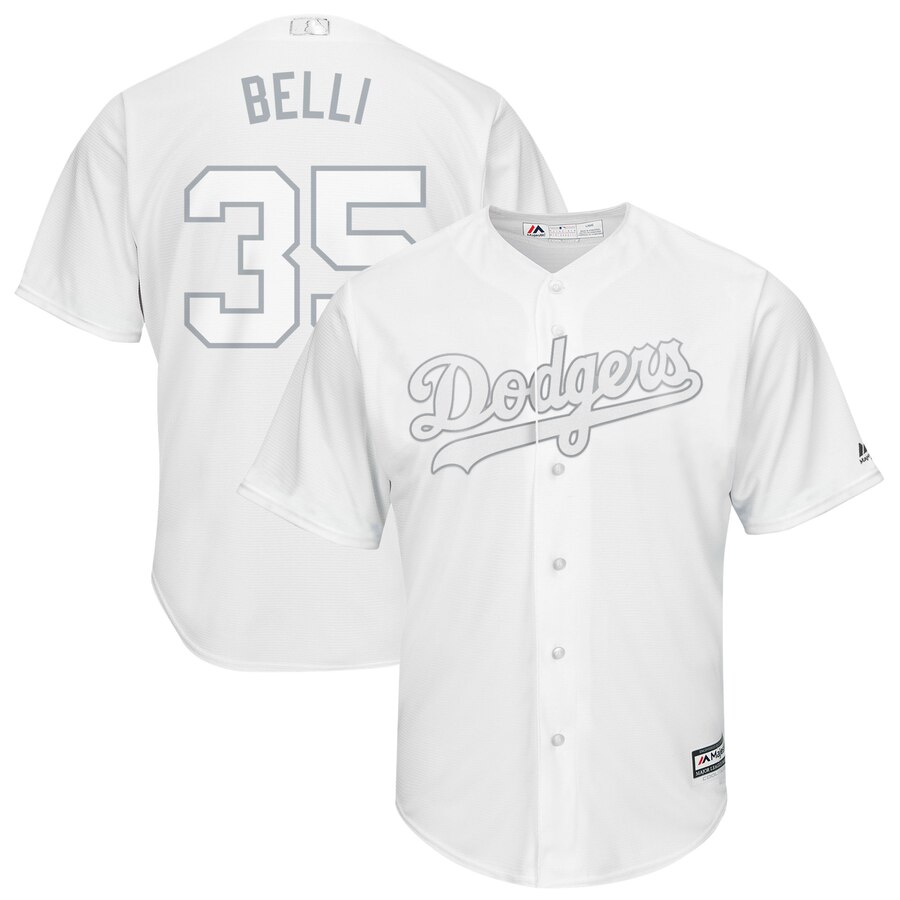 Men's Los Angeles Dodgers #35 Cody Bellinger "Belli" Majestic White 2019 Players' Weekend Replica Player Stitched MLB Jersey